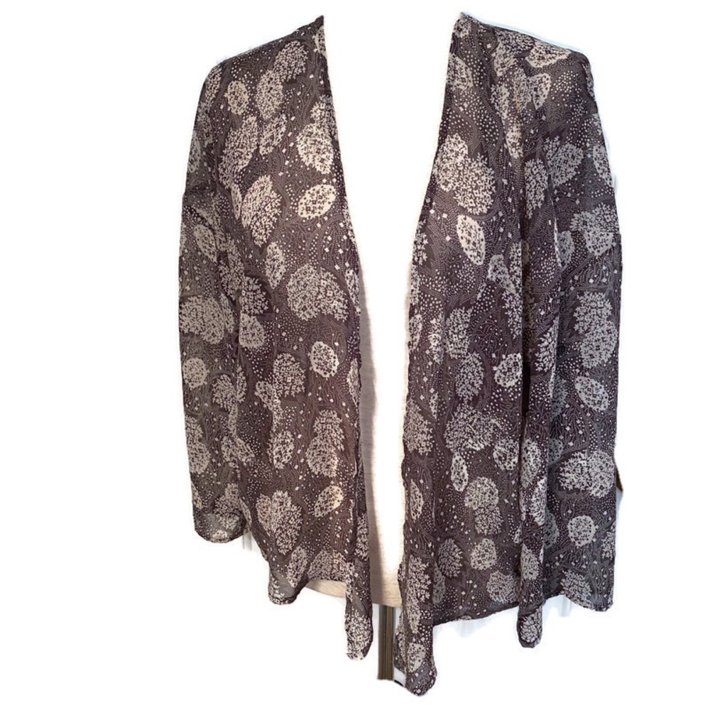 BAR III TOP OPEN KIMONO TOPPER BROWN WHITE Size XS